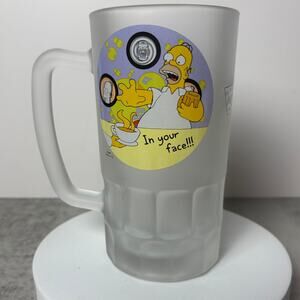 Vintage 1998–2001 The Simpsons Frosted Glass Beer Stein In Your Face